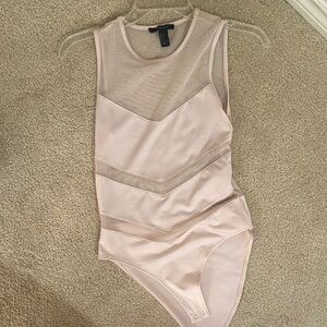 Forever 21 Pink Mesh Panel Bodysuit